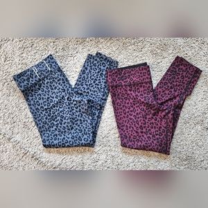 2 pair PINK Exercise Leggings - ankle length- size Large